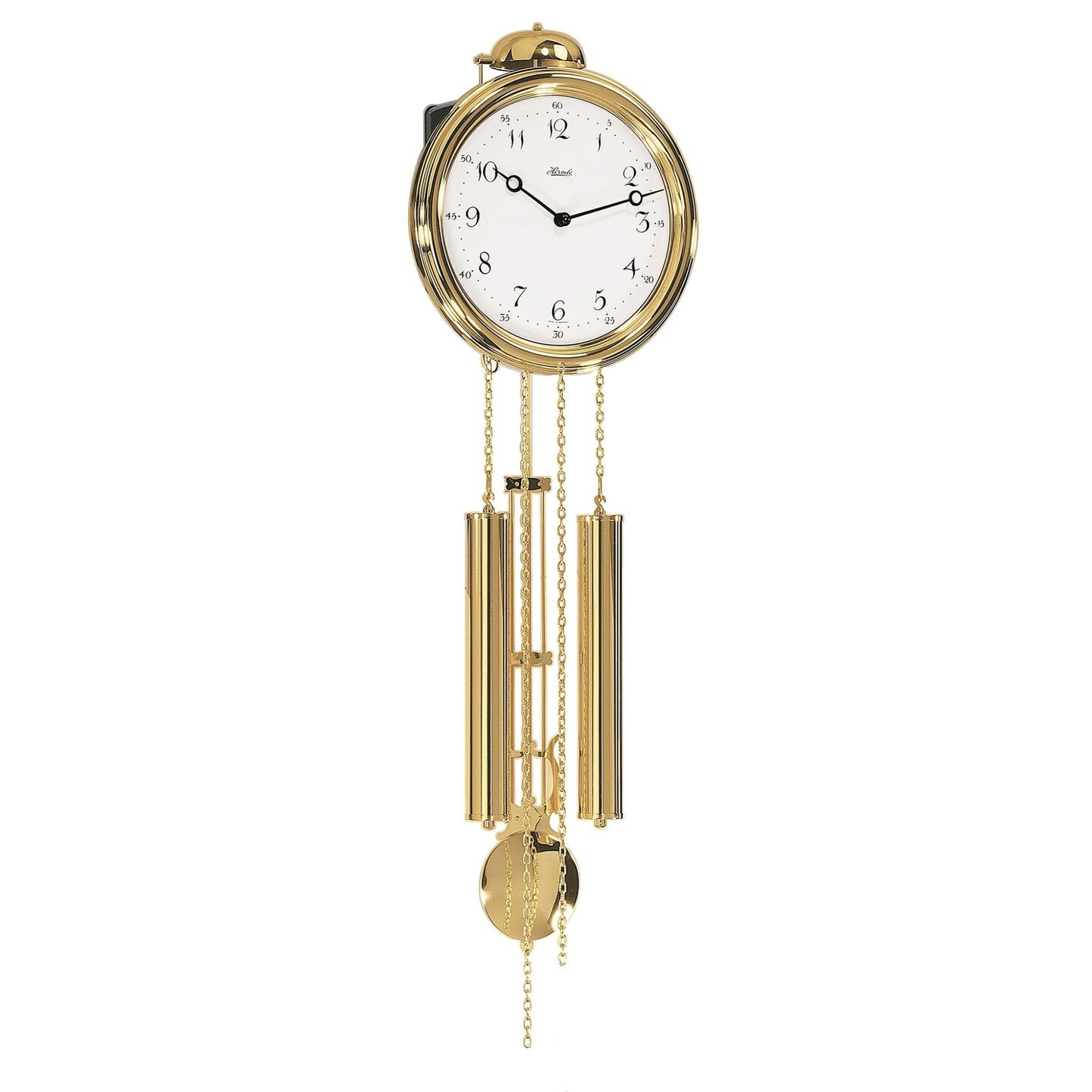 Hermle 27&#x22; Gold and White Pendulum Wall Clock