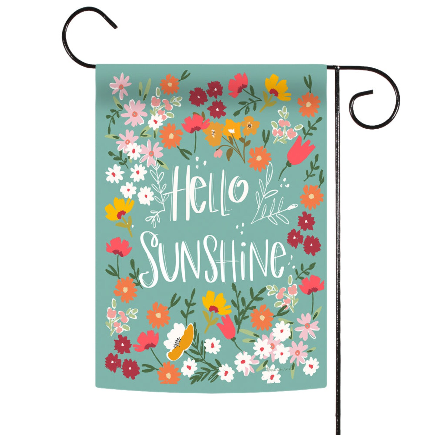 Toland Home Garden Pink and White Hello Sunshine Outdoor Rectangular Double Sided Garden Flag 18&#x22; x 12.5&#x22;