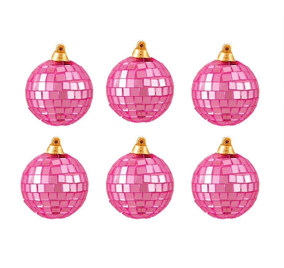 Northlight 6ct Bubblegum Pink Mirrored Glass Disco Ball Christmas Ornaments 2.75&#x22; (70mm)