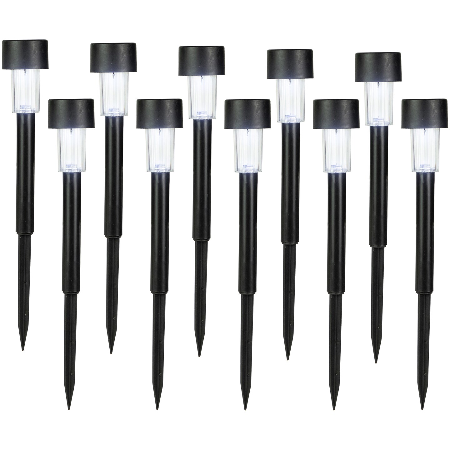 Northlight Set of 10 Black Solar Powered LED Pathway Markers, 12.25&#x22;