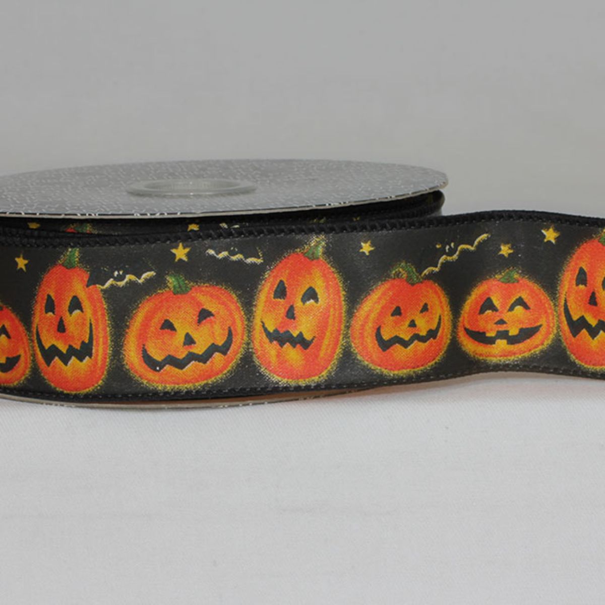 The Ribbon People Black and Orange Halloween Pumpkin Wired Craft Ribbon 1.5&#x22; x 20 Yards