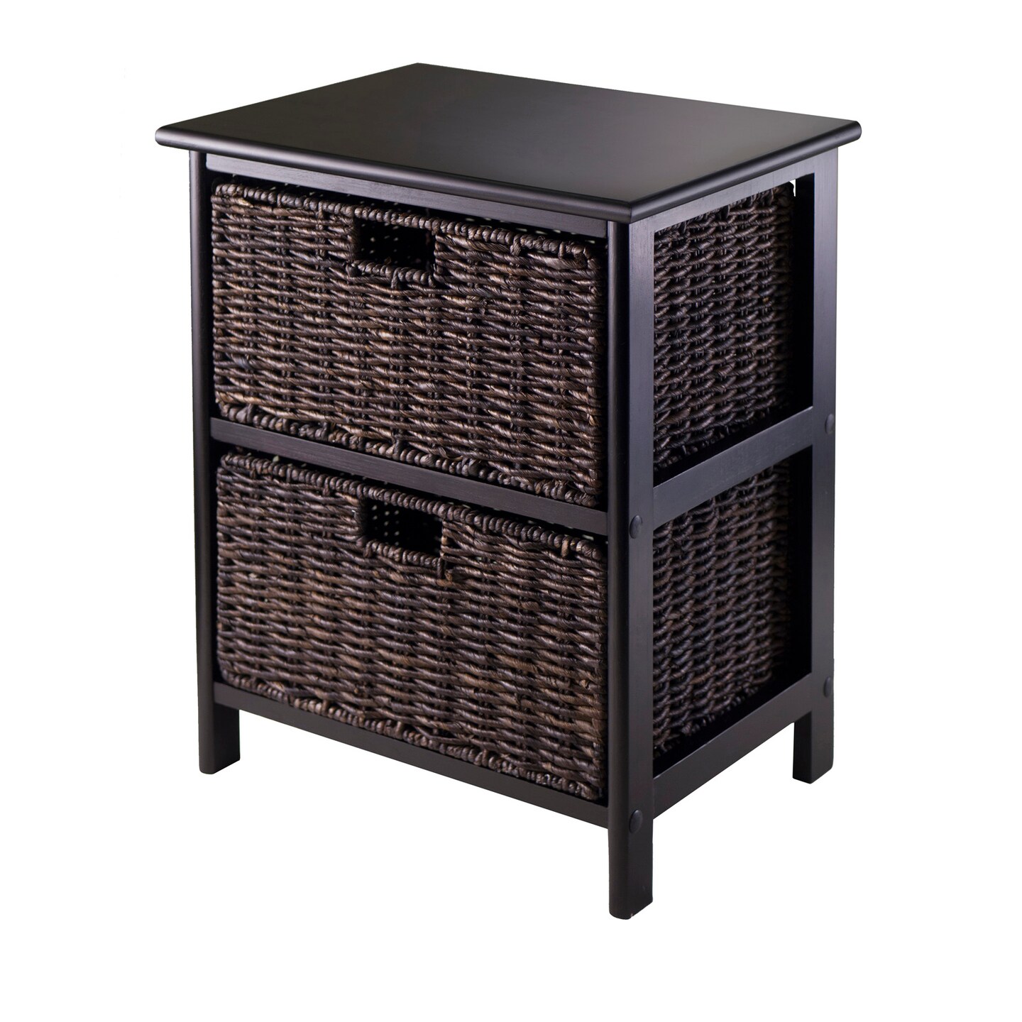 Contemporary Home Living 20.25" Black Unique Omaha Storage Rack with 2 Foldable Baskets