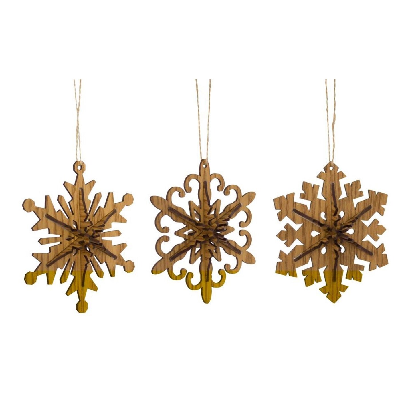 Diva At Home Club Pack 12 Brown 3-D Snowflake Christmas Hanging Ornaments 5&#x22;