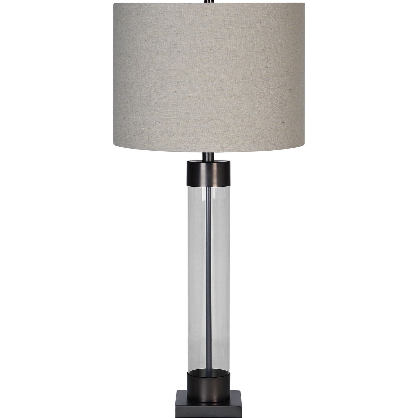 Signature Home Collection 33.25" Bronze Finish Glass Table Lamp with Gray Drum Shade