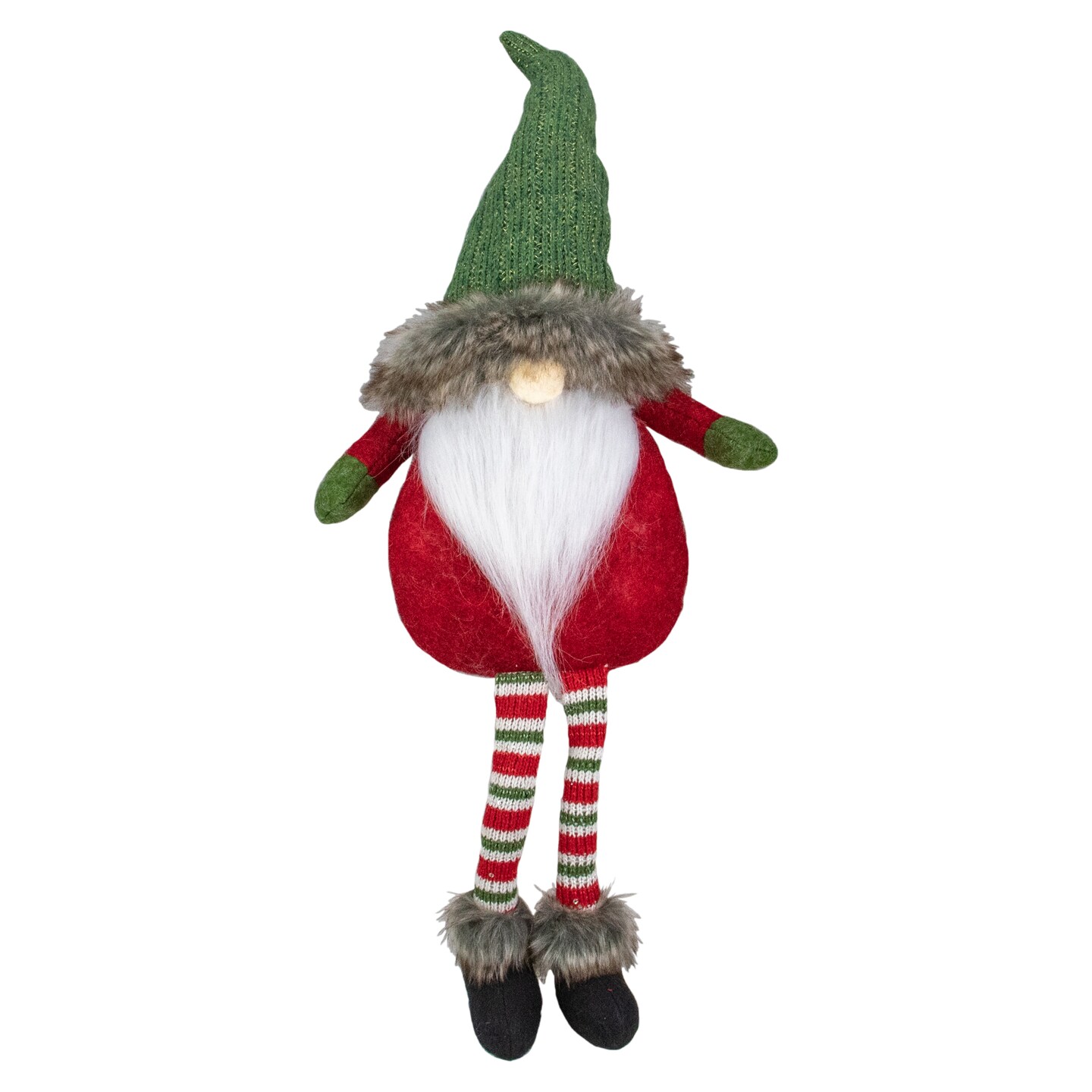 Northlight Dangling Legs Plush Sitting Gnome Christmas Figure - 25&#x22; - Red and Green