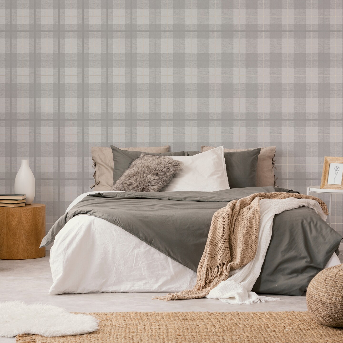Heritage Tweed Grey Wallpaper