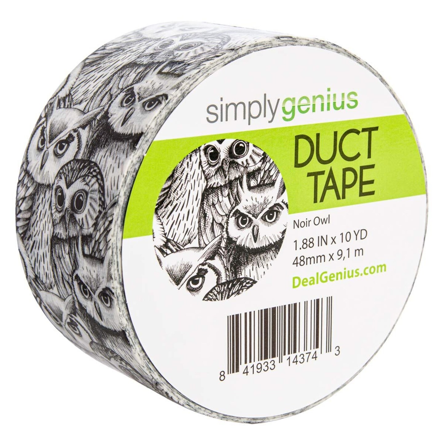 Simply Genius 1 Pack Art &#x26; Craft Duct Tapes, Heavy Duty, 1.8 in x 10 yards, Craft Supplies for Kids &#x26; Adults, Colorful Tape for DIY, Craft &#x26; Home Improvement, Noir Owl