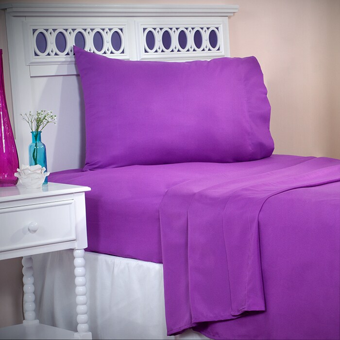 Lavish Home Series 1200 Twin Sheet Set Purple 100% Polyester 3 Piece