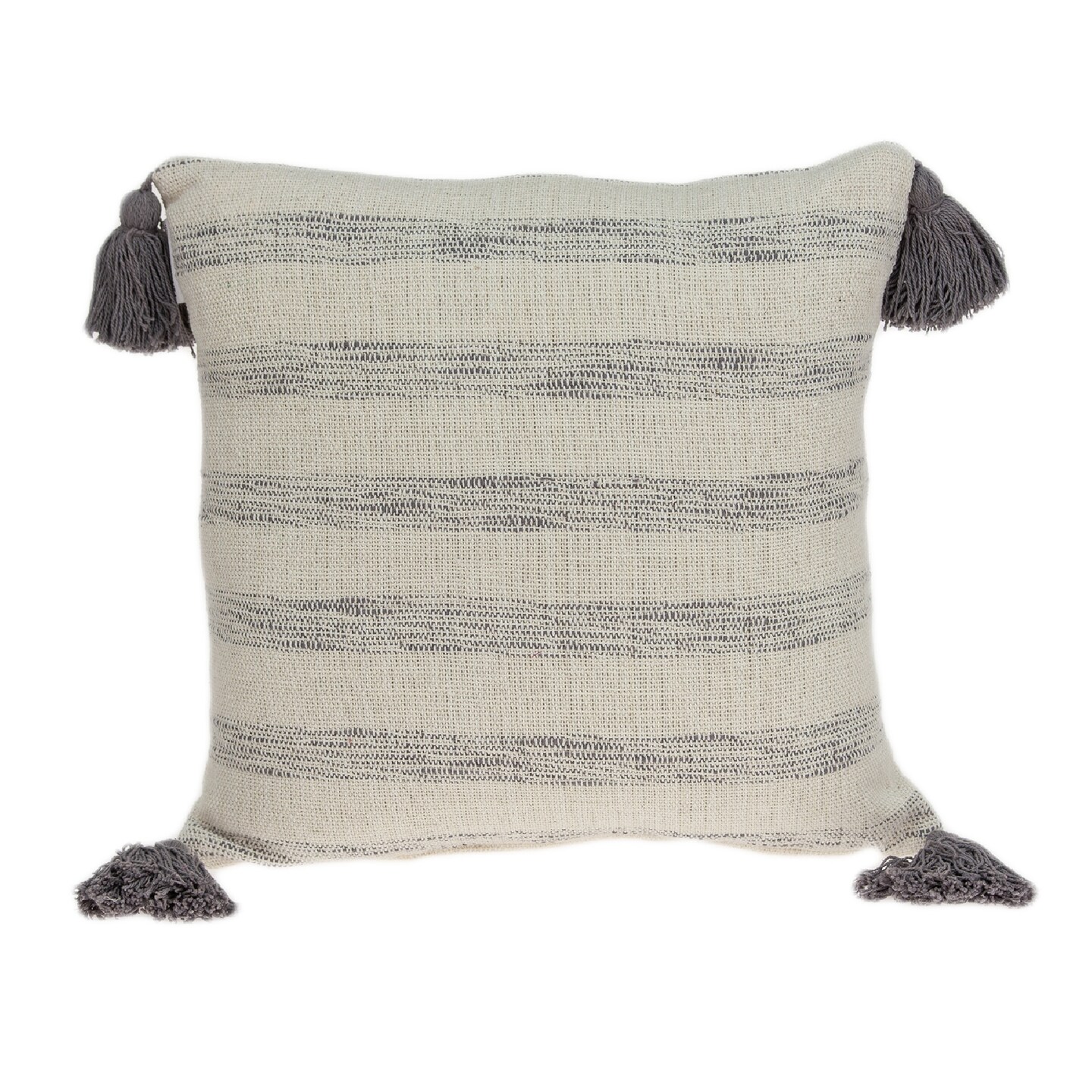Nassau Collection 18&#x22; Beige Printed Striped Throw Pillow