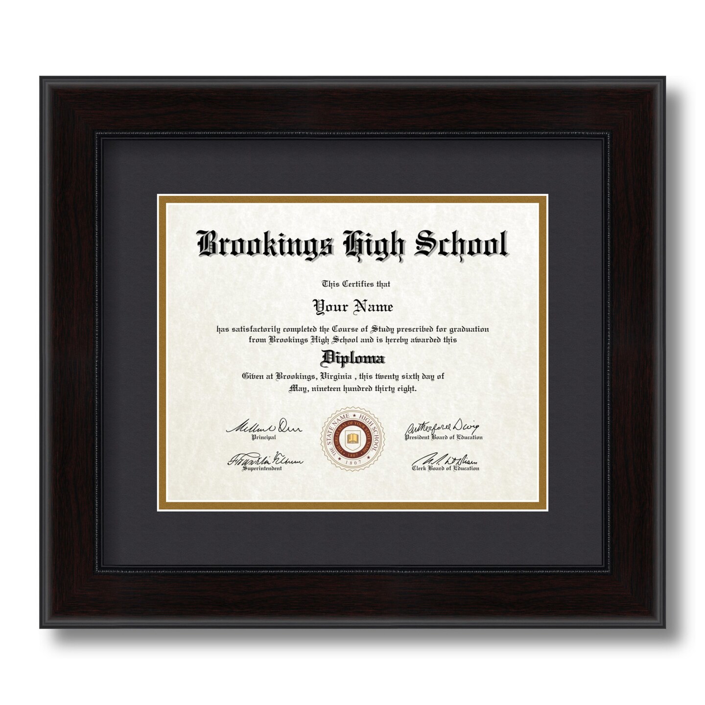 ArtToFrames 8x10 inch Diploma Frame - Framed with Black and Gold Mats, Comes with Regular Glass and Sawtooth Hanger for Wall Hanging (D-8x10)