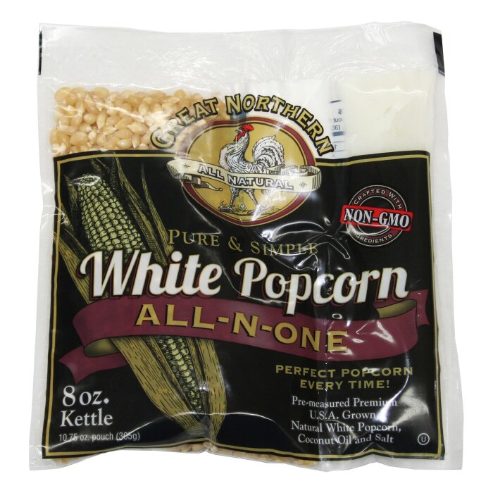 Great Northern Popcorn White Popcorn 8Oz 24 Pack Oil Salt All In One Portion Packs