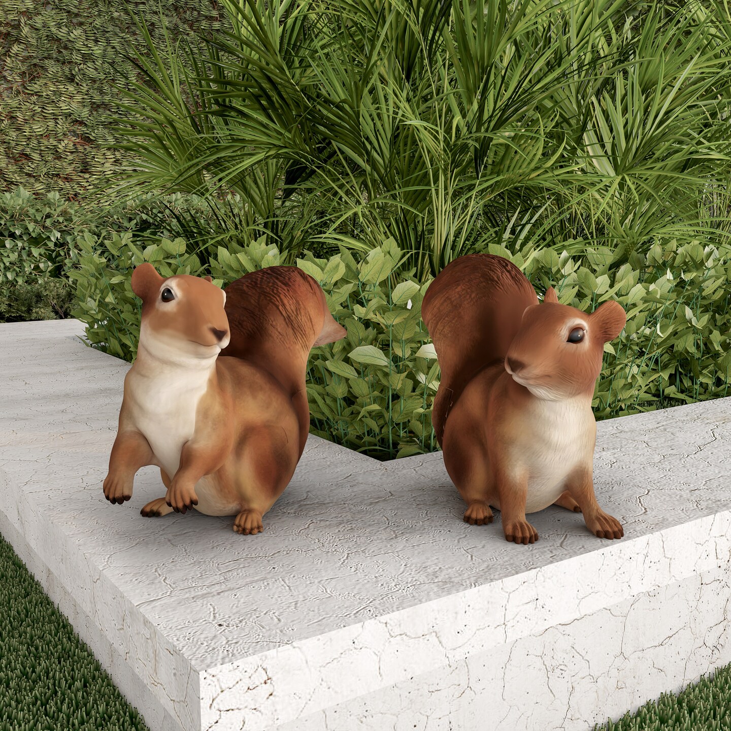 Pure Garden Resin Squirrel Statues 2 Pack 6.5 Inch Outdoor Garden Figurines