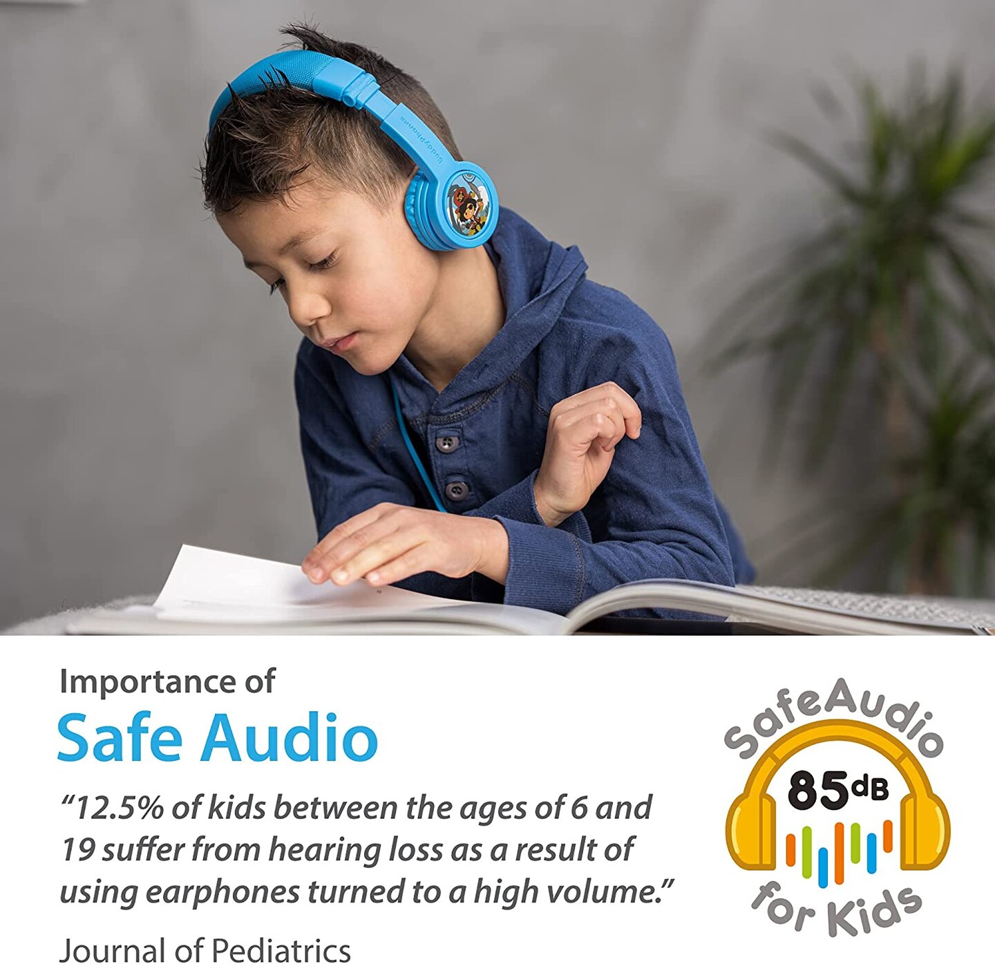 BuddyPhones Explore Plus Foldable with Mic , Cool Blue