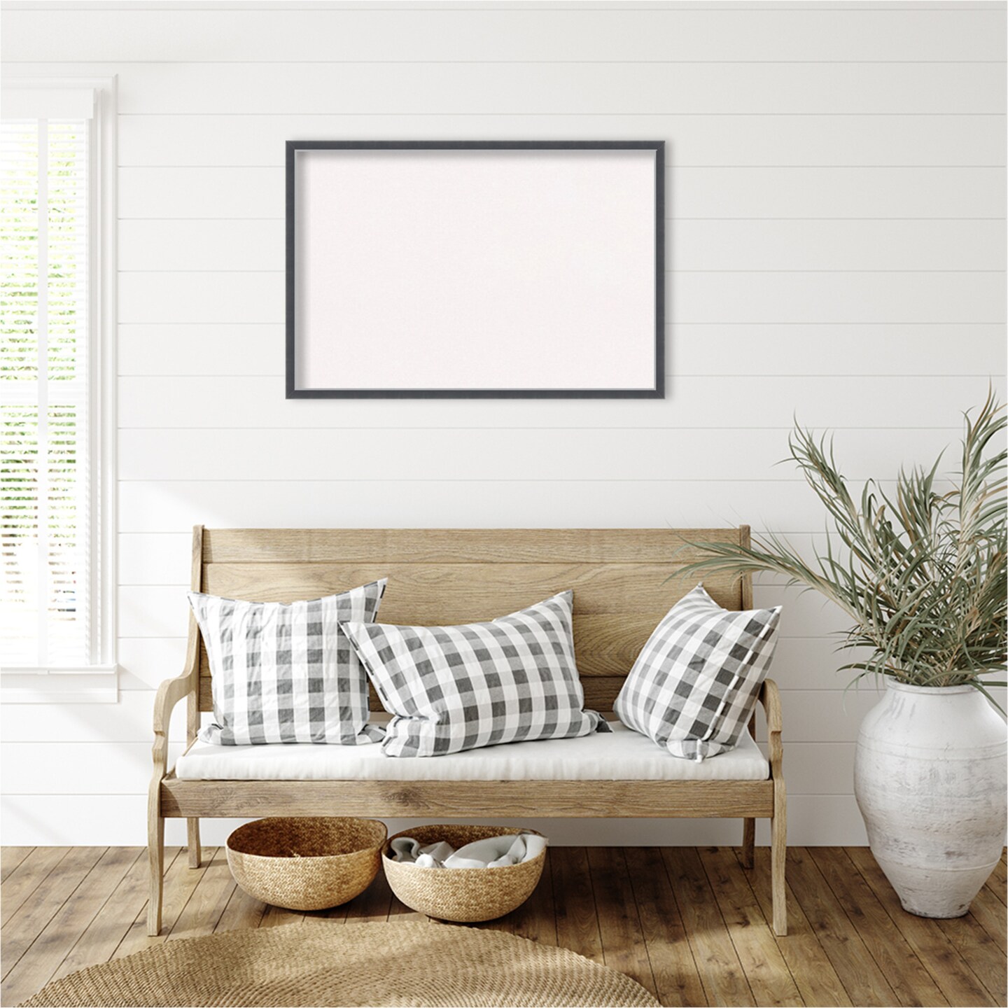 Eva Black Silver Thin Framed Corkboard, White Cork