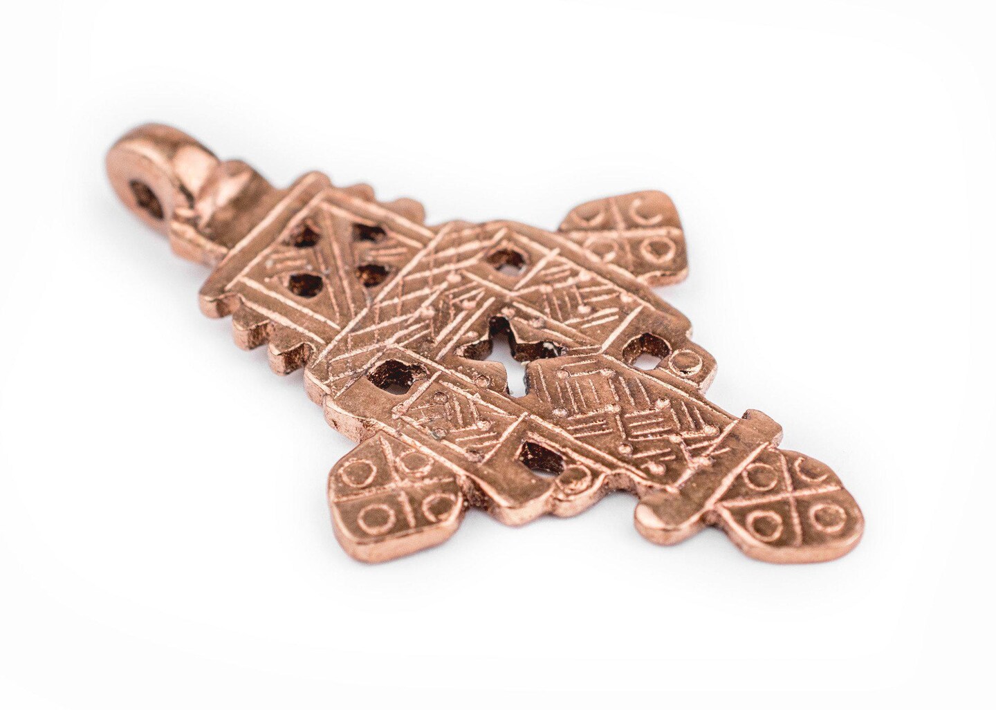 Copper Coptic Cross Pendant (62x37mm): Authentic Ethiopian East African Design for Jewelry &#x26; Necklace Making