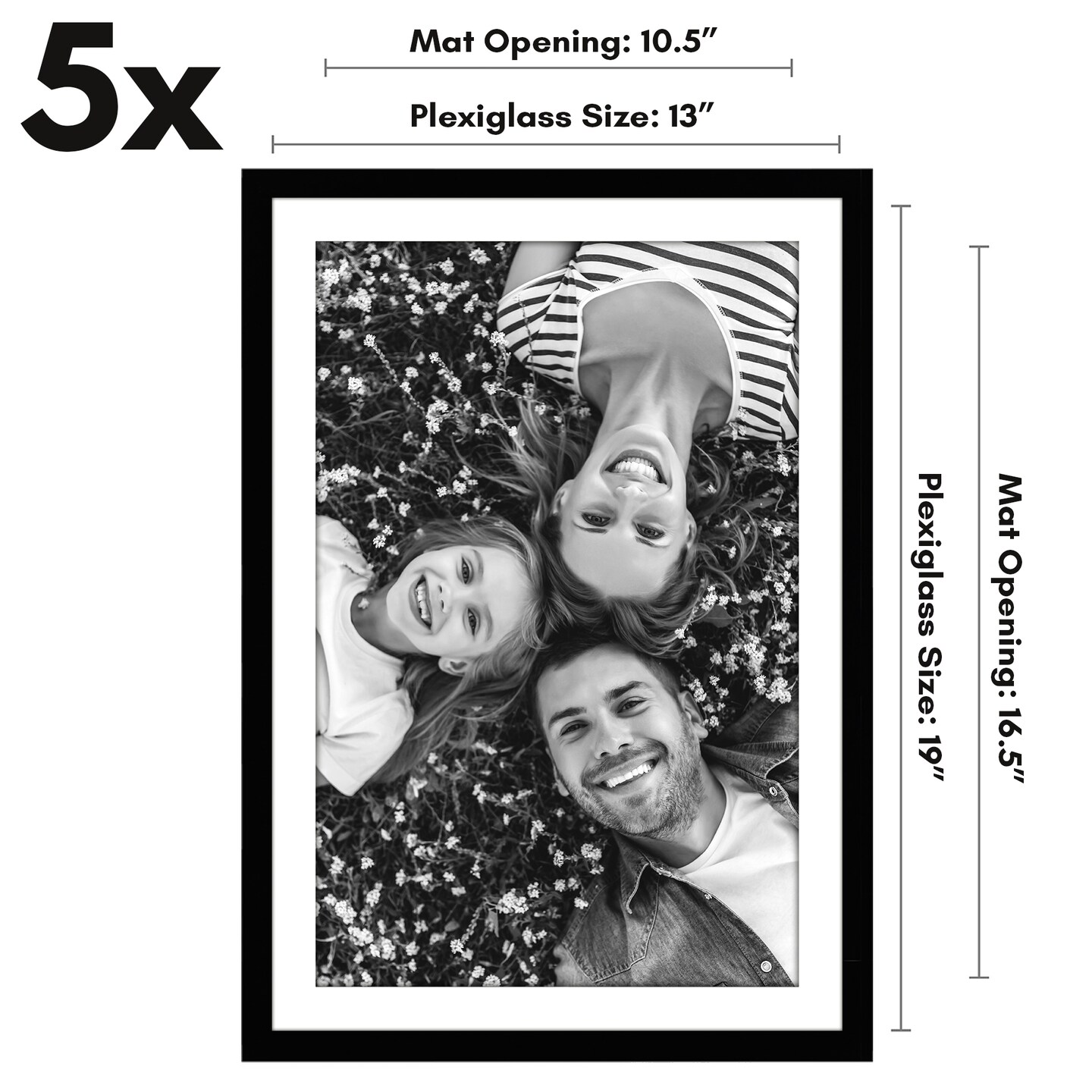 Americanflat Picture Frame Set with Mat - Set of 5 - Photo Frame Set of Five for Wall Display - Plexiglass Cover - Hanging Hardware
