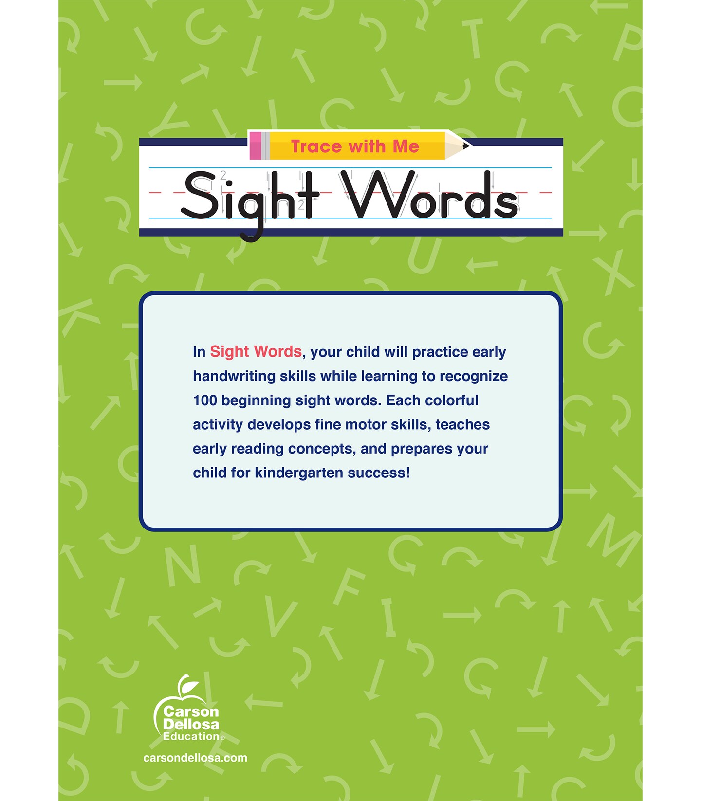 Carson Dellosa Trace With Me: Sight Words Handwriting Workbook for Kids Ages 3+, Sight Words Handwriting Practice for Preschool, Kindergarten, 1st Grade, 2nd Grade, PreK+ Phonics &#x26; Writing Practice