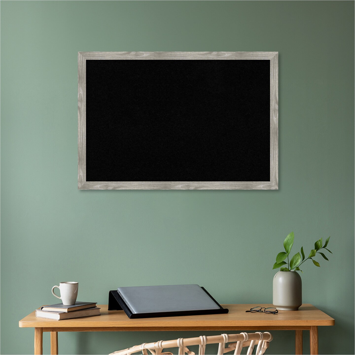 Dove Greywash Square Framed Corkboard, Black Cork