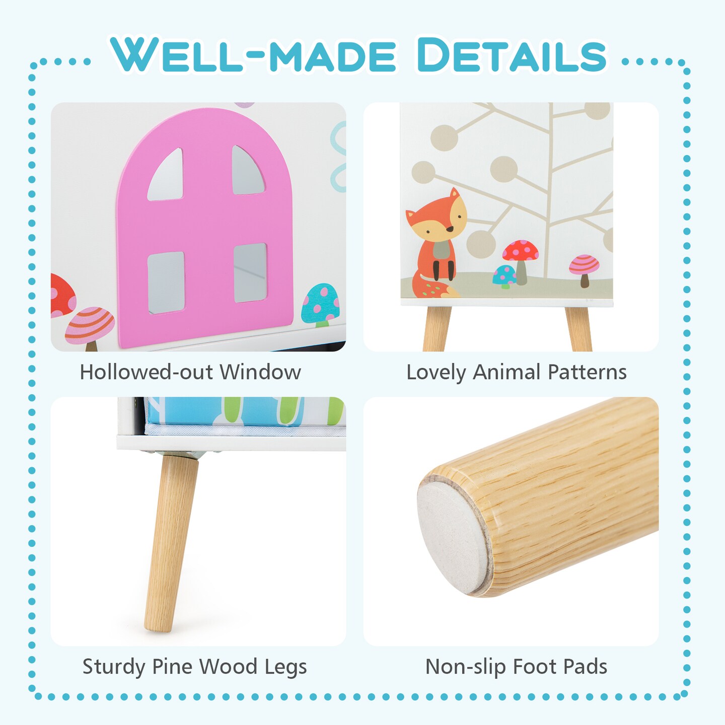 Kids House-shaped Bookshelf with 2 Storage Bins for Kids Room Playroom-White - 24.5&#x22; x 12&#x22; x 28&#x22;