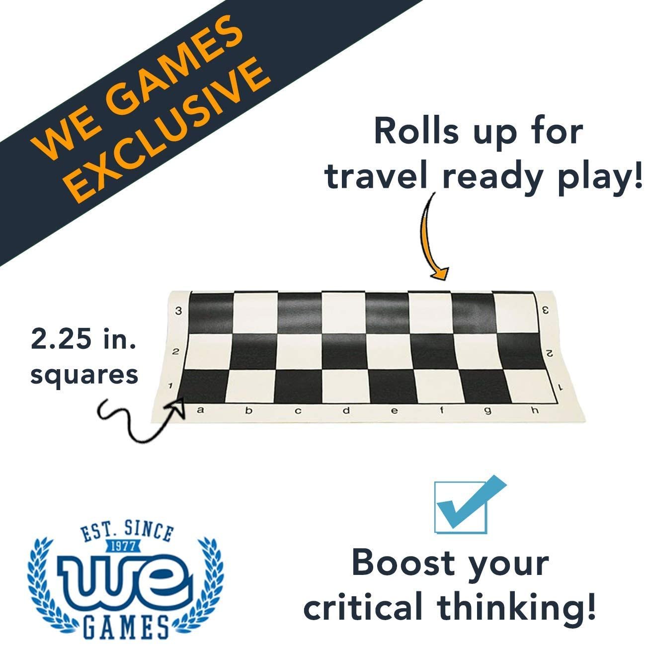 Complete Tournament Chess Set – Plastic Chess Pieces with Roll-up Chess Board and Travel Canvas Bag