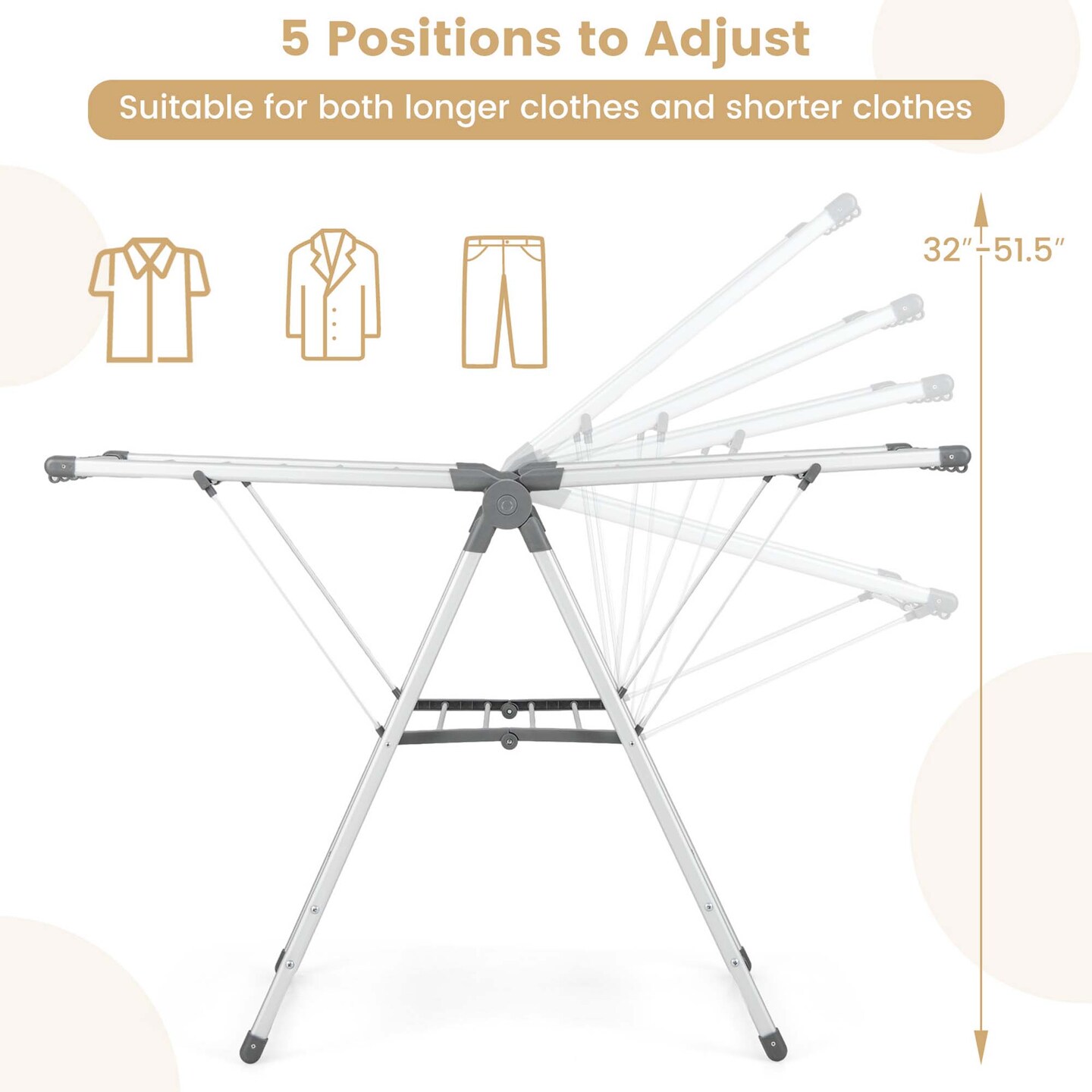 Costway 2-Layer Space-saving Aluminum Drying Rack Collapsible Clothes Drying Rack