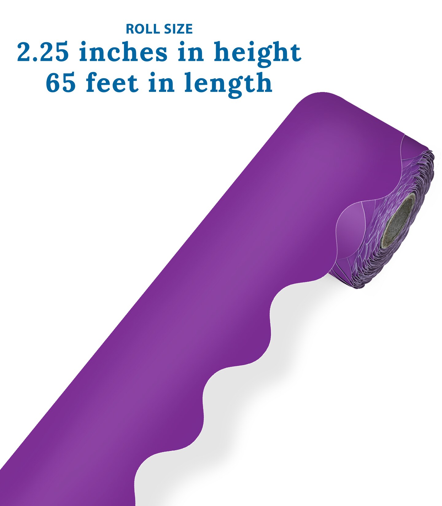 Carson Dellosa 65Ft of Purple Bulletin Board Borders, 1 Roll of Scalloped Trim for Rolling Whiteboard, Cork and Posterboard, Party, Office Decorations, and Classroom Decor