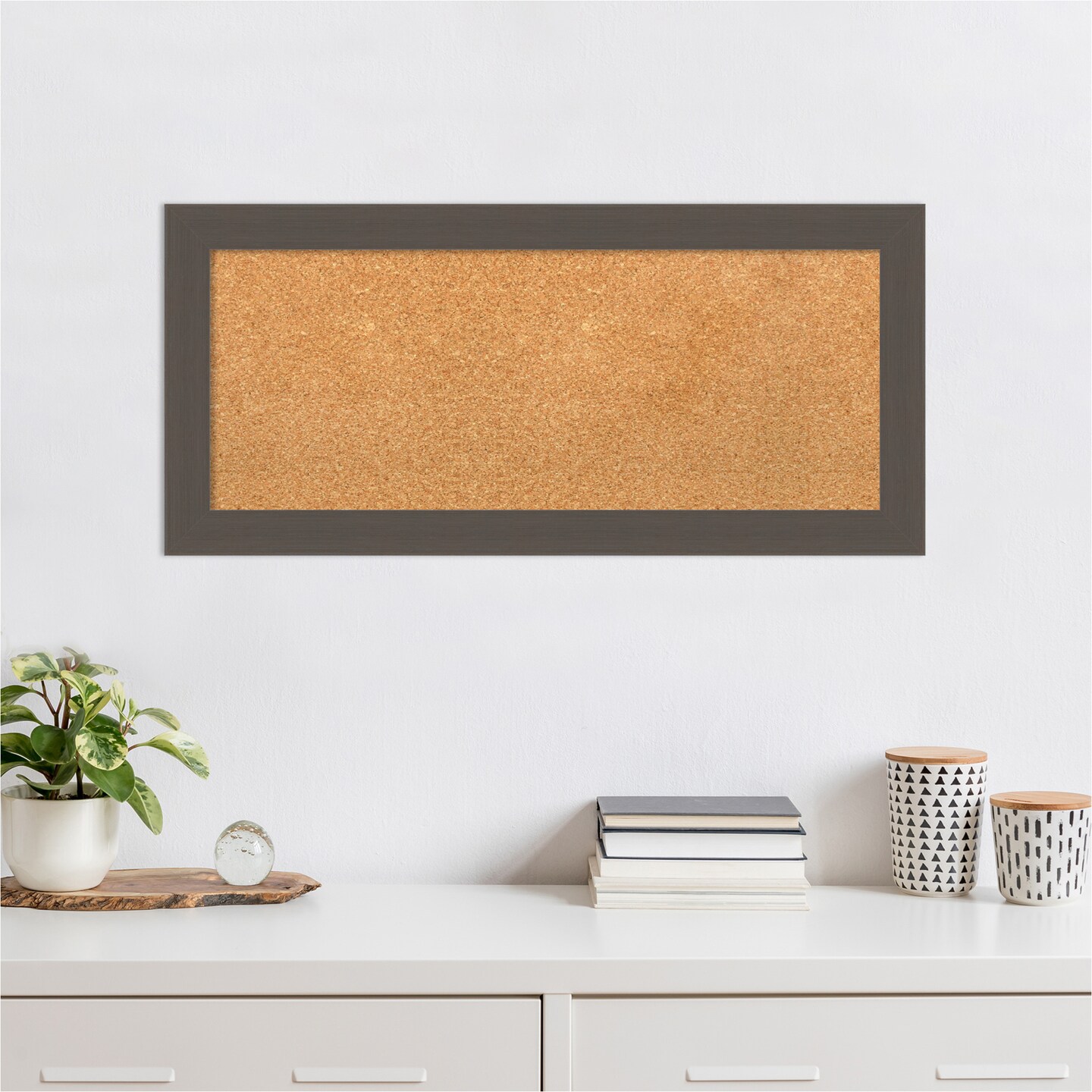 Brushed Framed Corkboard, Natural Cork