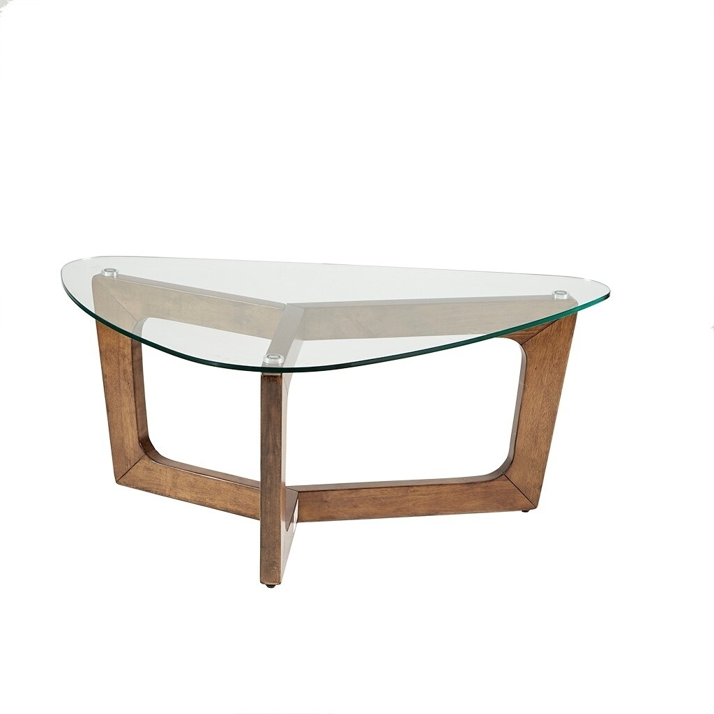 Gracie Mills Lainey Modern Triangle Coffee Table With Solid Wood Frame - Grace-9703