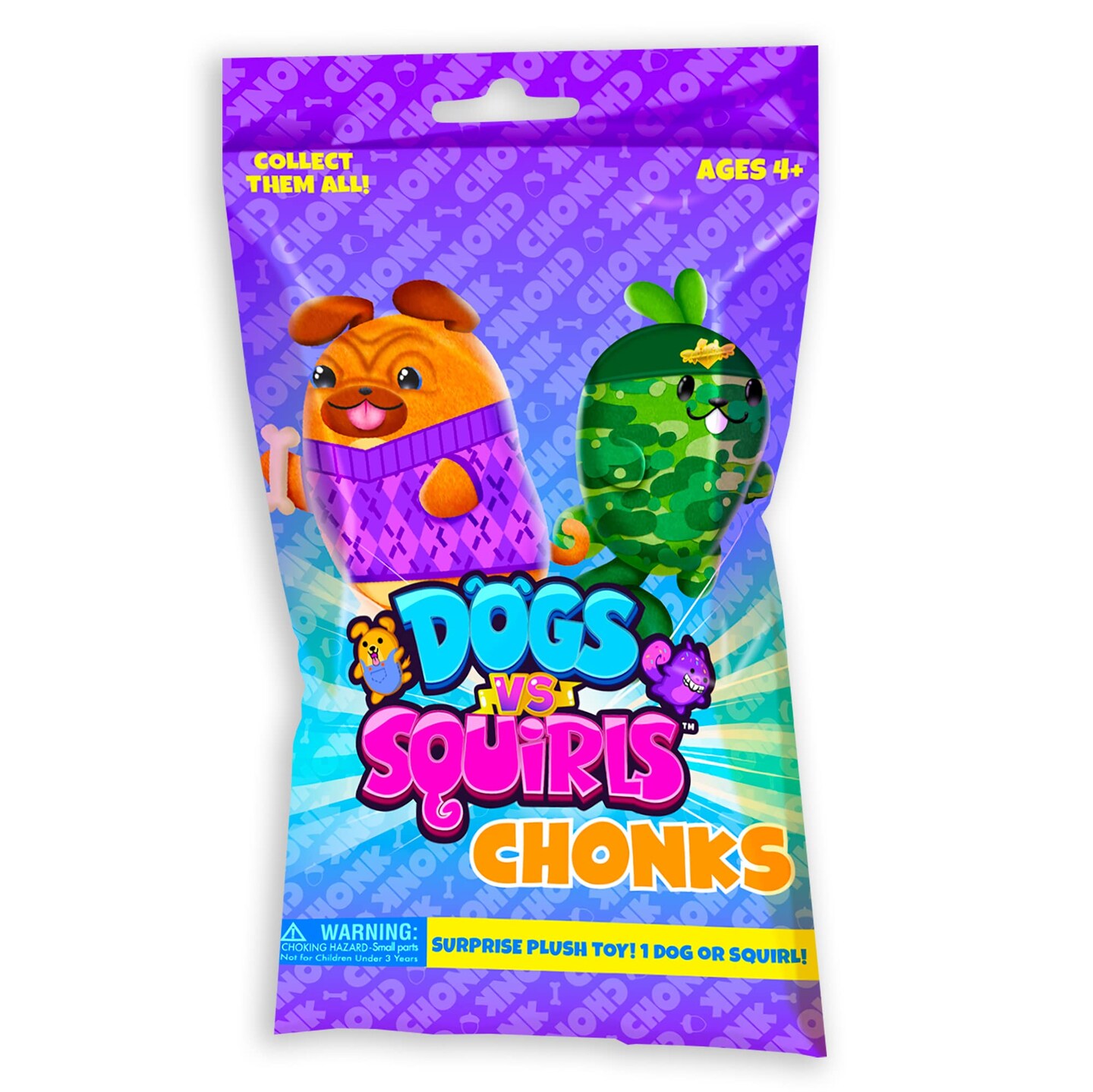Dogs vs Squirls - Mystery Bag - 1pk - Chonk - Super-Soft &#x26; Bean-Filled Plushies! Collect These as Desk Pets, Fidget Toys, or Sensory Toys - Great for Kids, Boys, &#x26; Girls!, 6 inches (V2011)