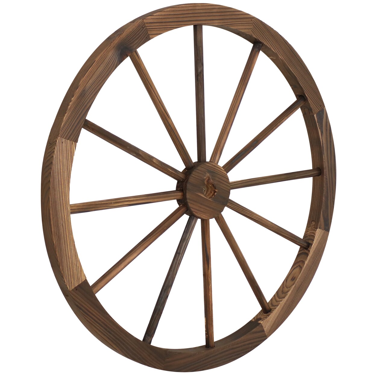 Sunnydaze Wagon Wheel Indoor/Outdoor Statue - 29 In - Natural