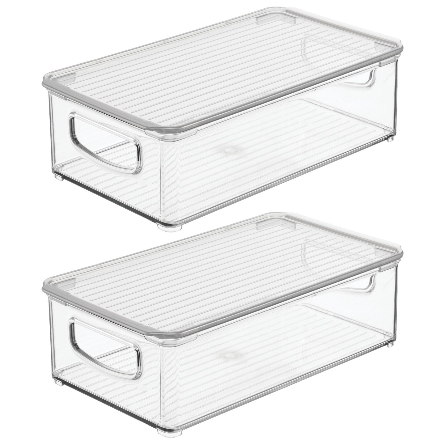 mDesign Plastic Storage Bin Box Container, Lid and Handles