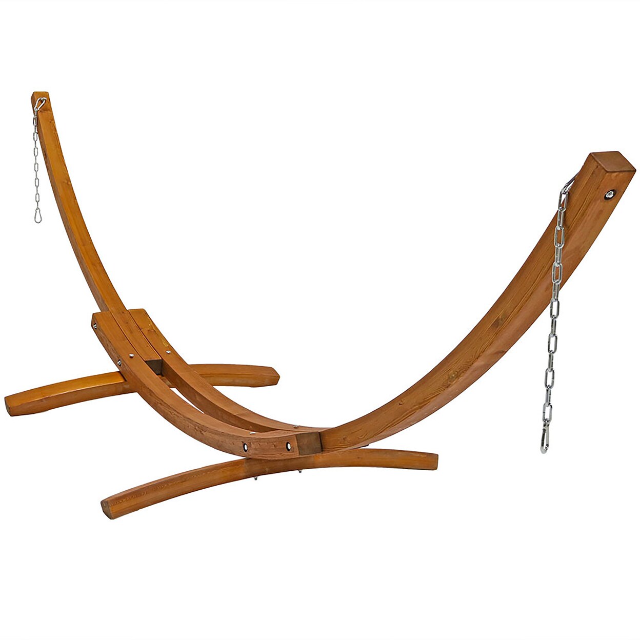 Sunnydaze   Curved Wooden Arc Hammock Stand with Hooks and Chains - 13 ft