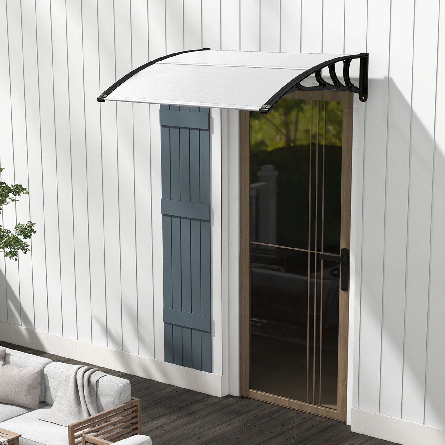 Costway 48&#x22; x 40&#x22; Window Outdoor Awning Door Canopy Exterior Awning Canopy Black/Grey