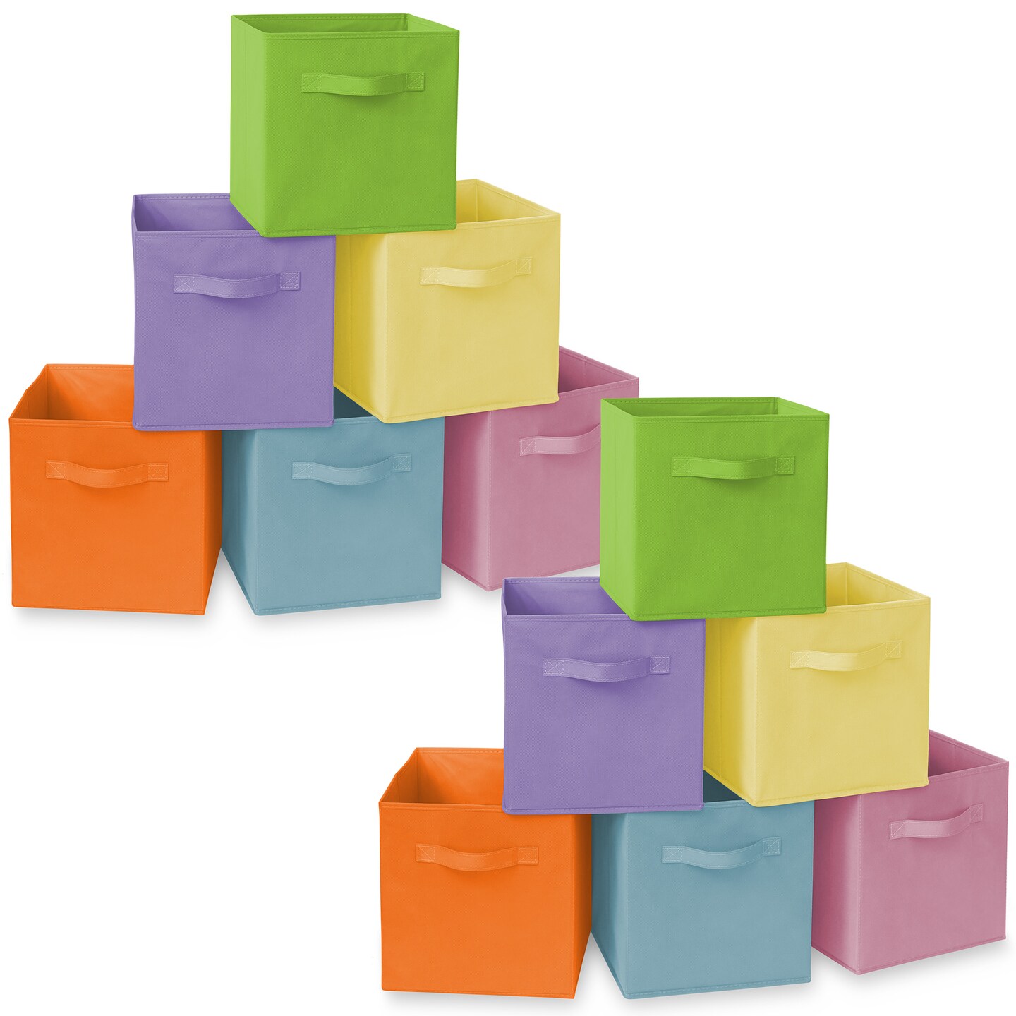 Casafield Set of 12 Collapsible Fabric Cube Storage Bins - Foldable Cloth Baskets for Shelves, Cubby Organizers & More