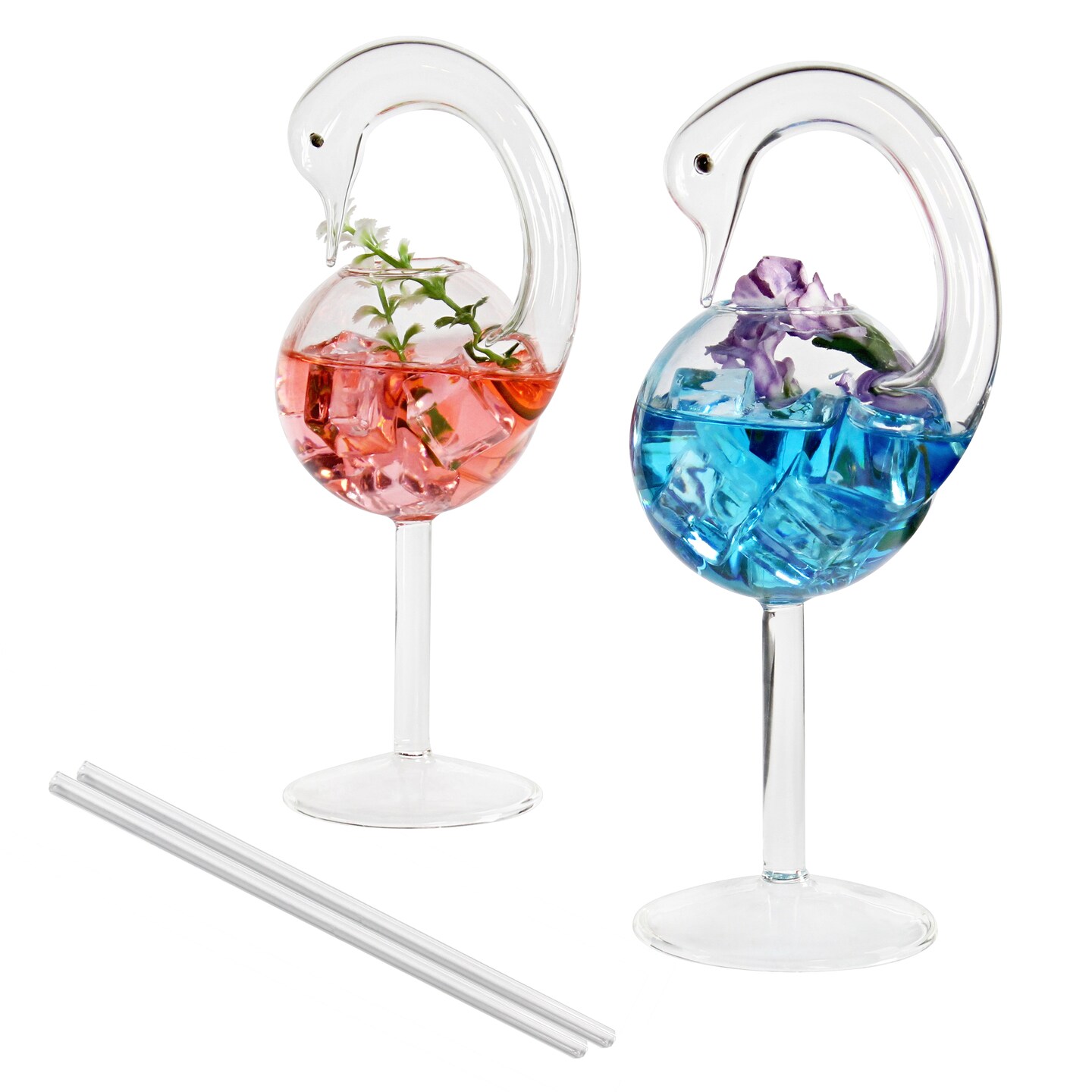 G Francis Swan Shaped Cocktail Glasses - 2pk 6oz Bird Drinking Glass Set