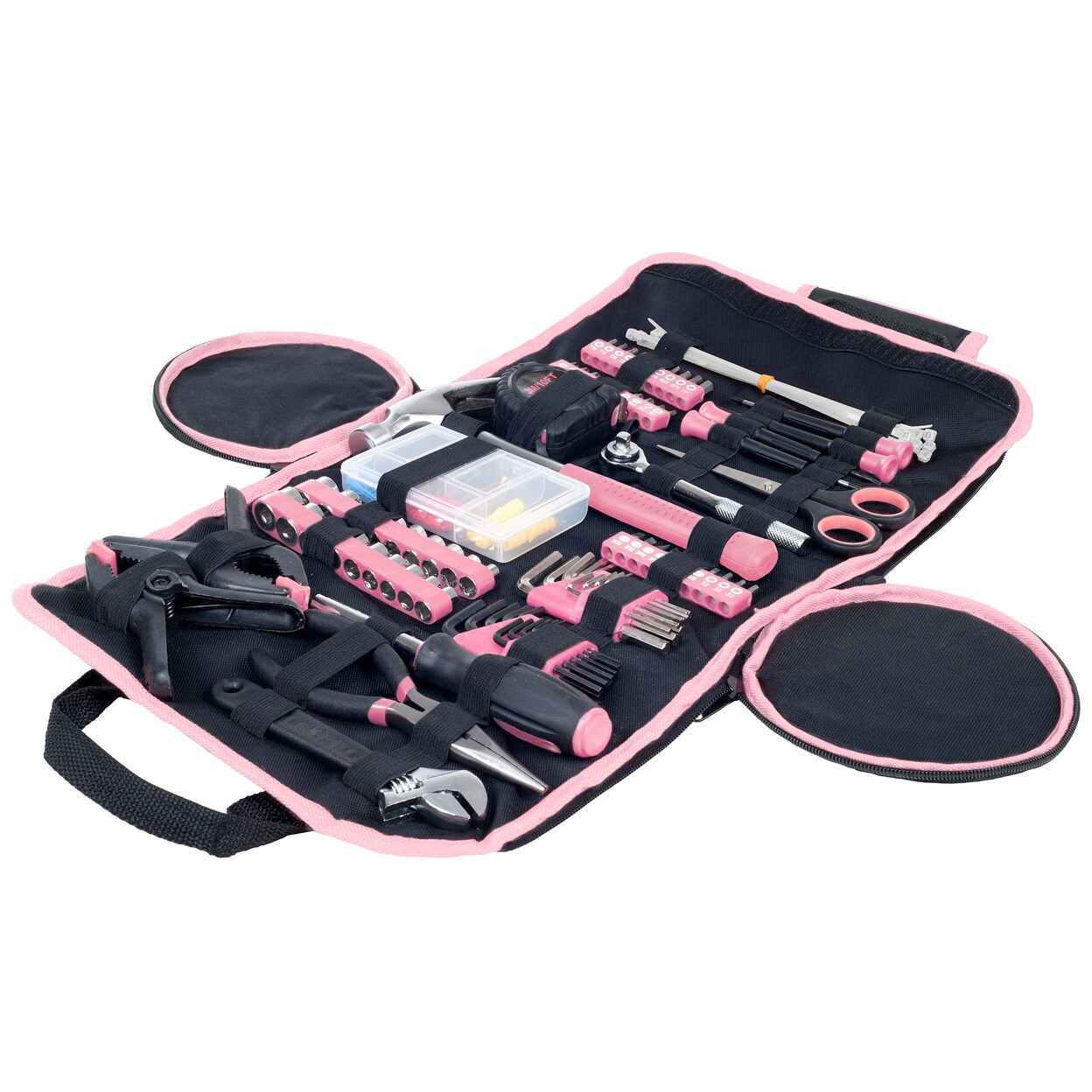 Ladies 86 Pc Pink Tool Set Hammer Pliers Screwdrivers Wrench Clamps Compact Case