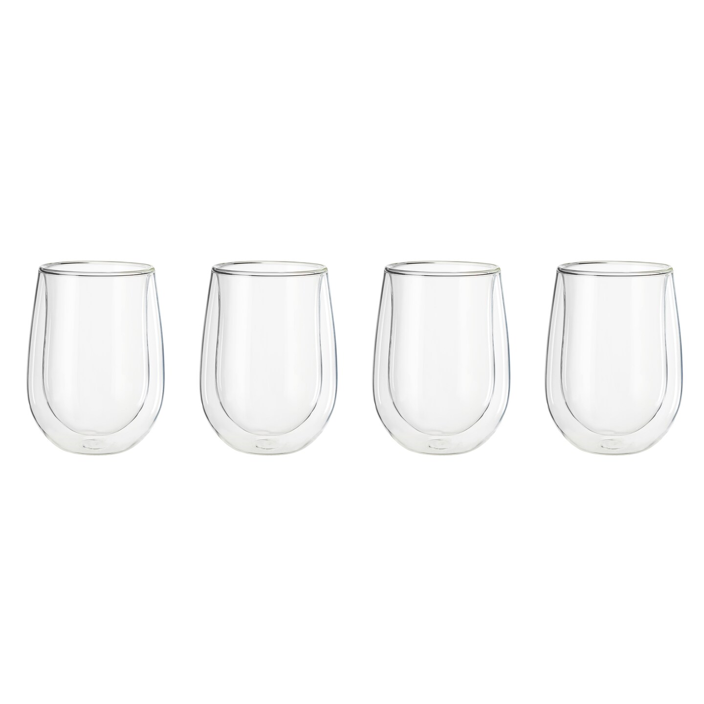 Henckels Cafe Roma 4-pc Double-Wall Glassware Stemless White Wine Glass Set