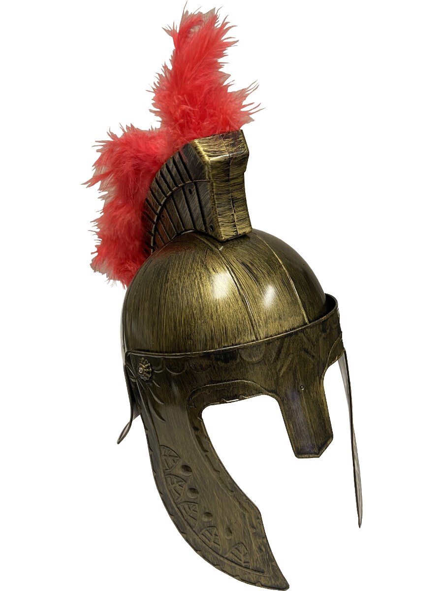 Roman General Centurion Helmet With Faux Feather Trim Costume Accessory