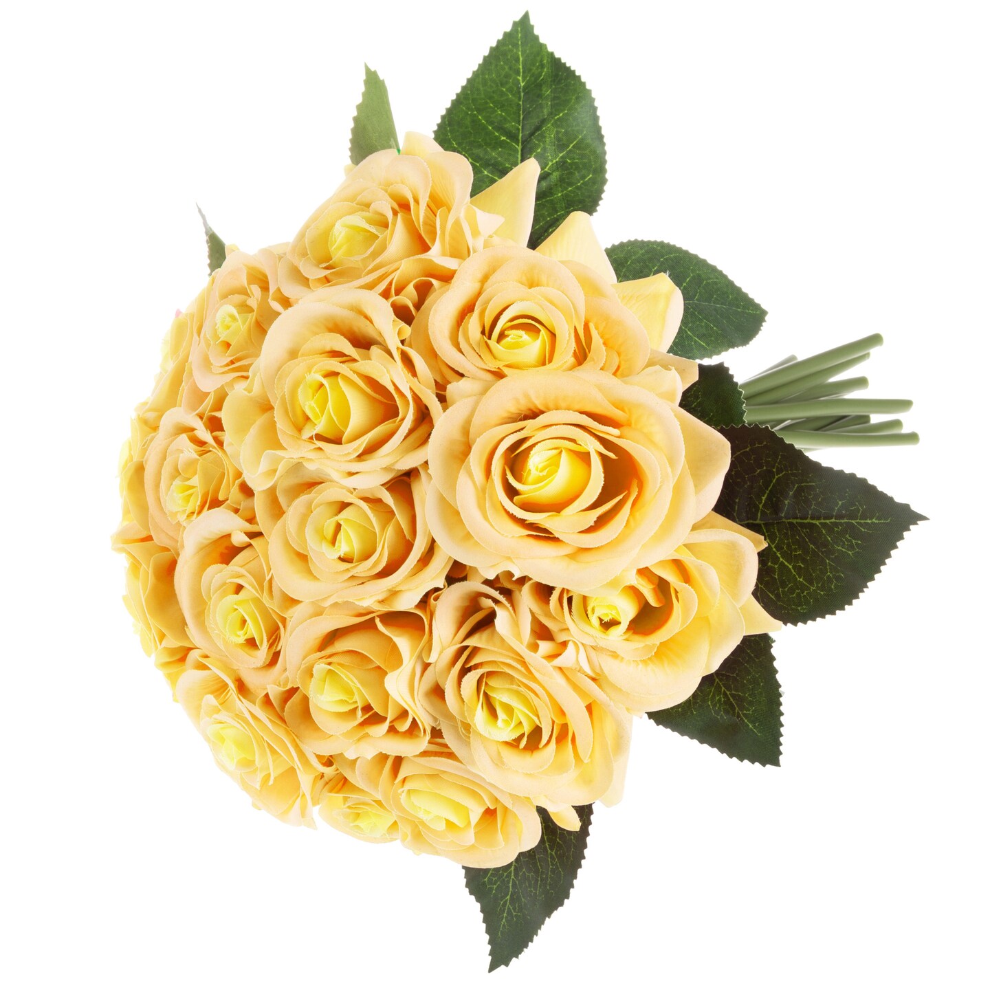 Artificial Yellow Rose Bundles 18 Pcs Real Touch 11.5 Inch Fake Flowers