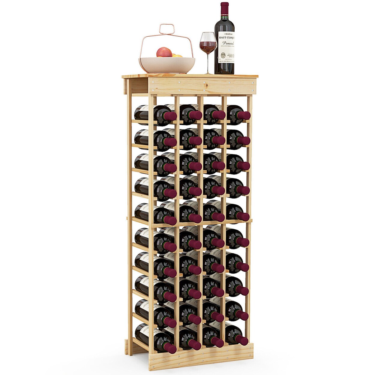 40 Bottles Modular Wine Rack Wood Stackable Storage Stand Wine Bottle Holder