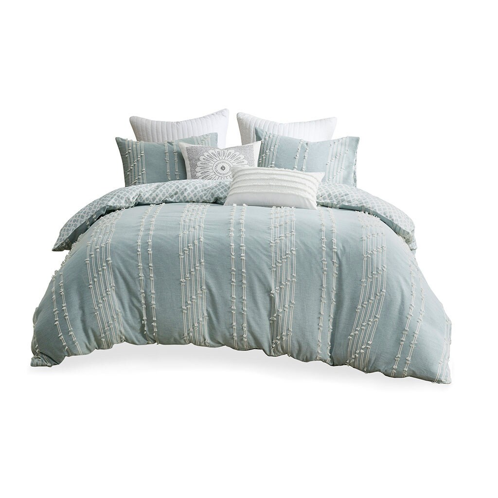Gracie Mills Trujillo 3-Piece Cotton Jacquard Duvet Cover Set Grace-13822