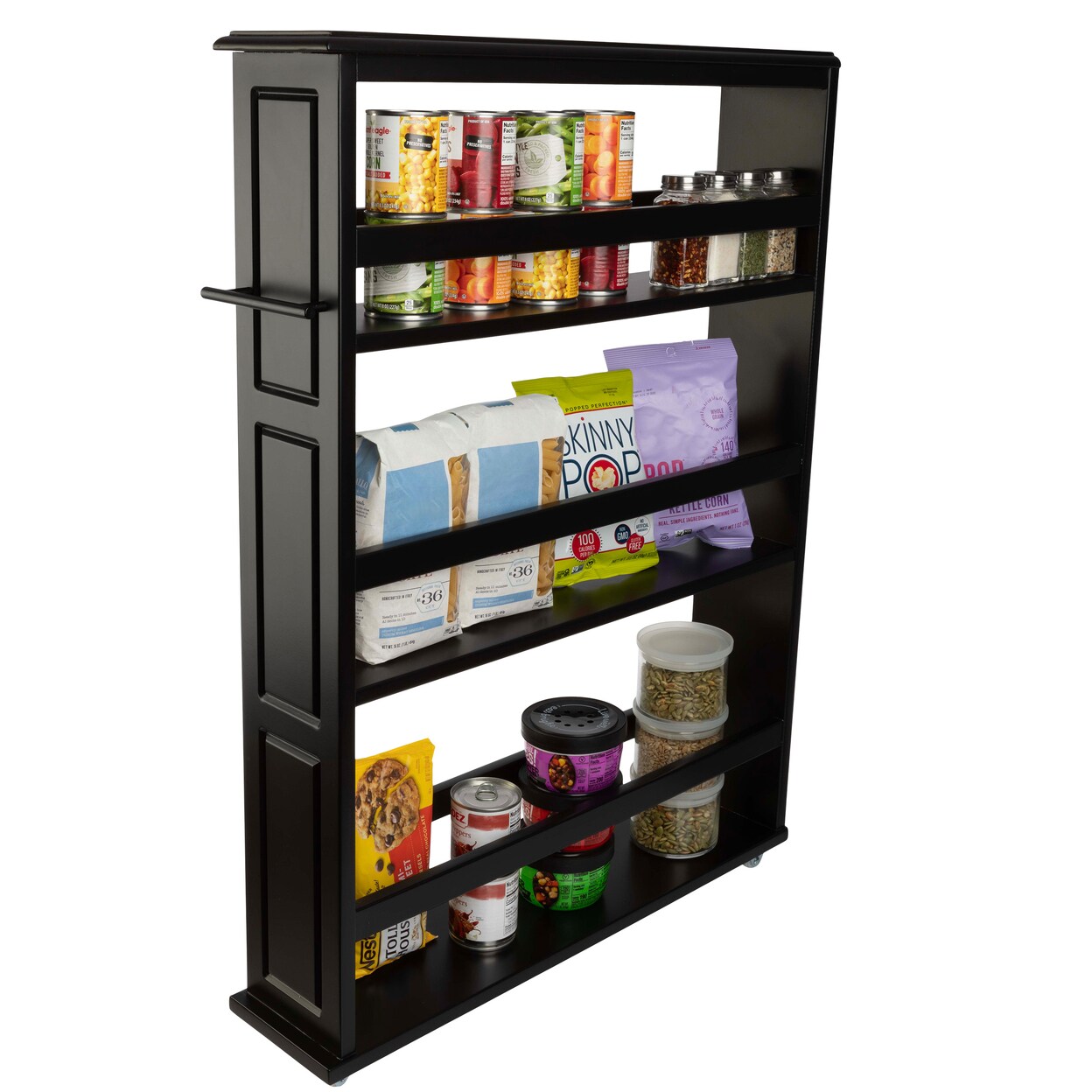 Lavish Home Slim Rolling Storage Cart 4 Tier Utility Cart Black With Wheels