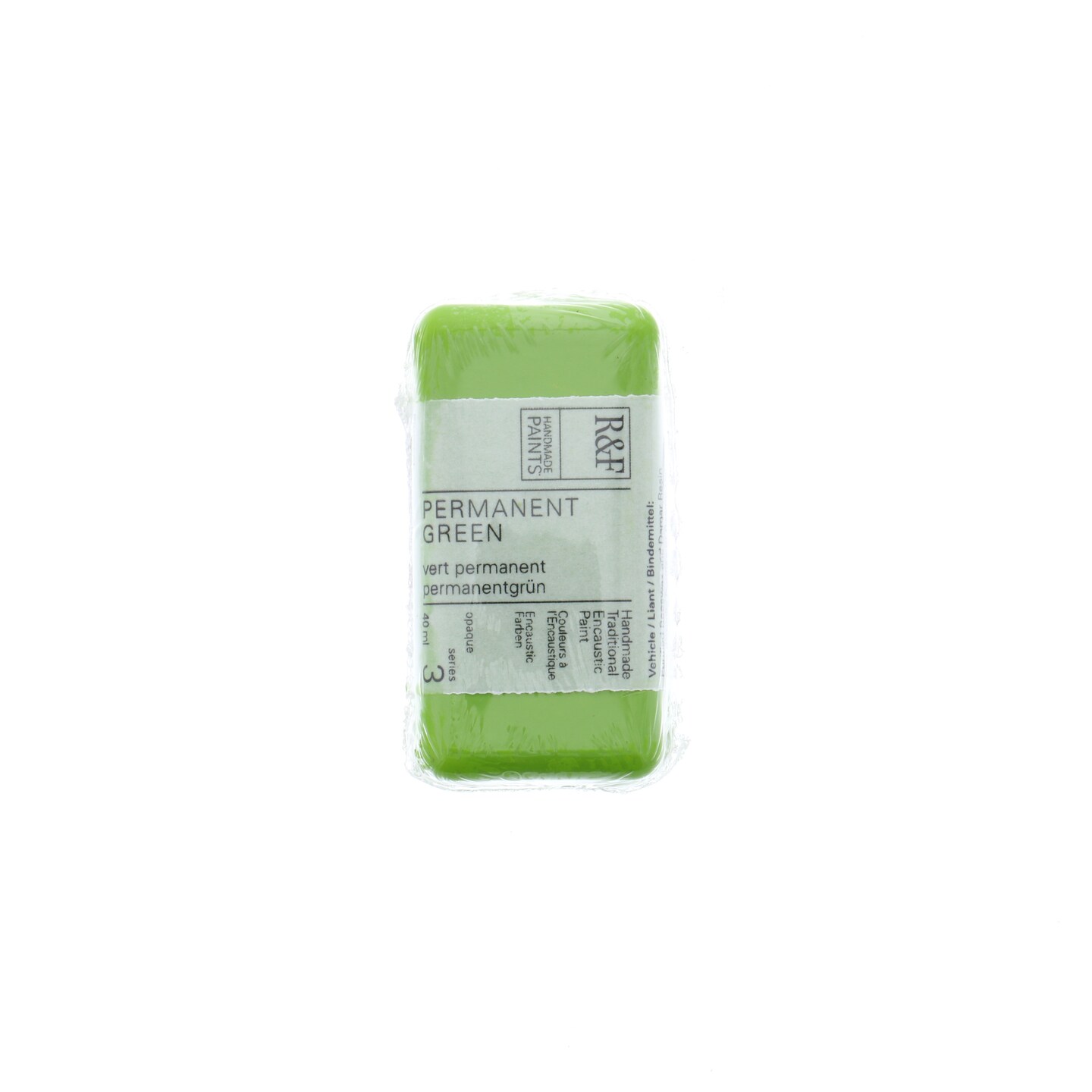 R&#x26;F Handmade Paints Encaustic Paint Cake, 40ml, Permanent Green