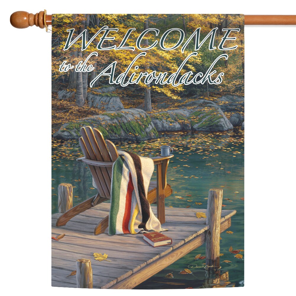 Adirondack at the Pond-Welcome to the Adirondacks Decorative Adirondack Flag