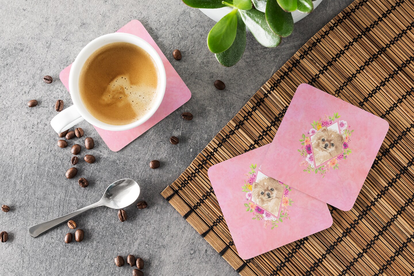 Caroline's Treasures Pomeranian Foam Coaster - Thumbnail 3
