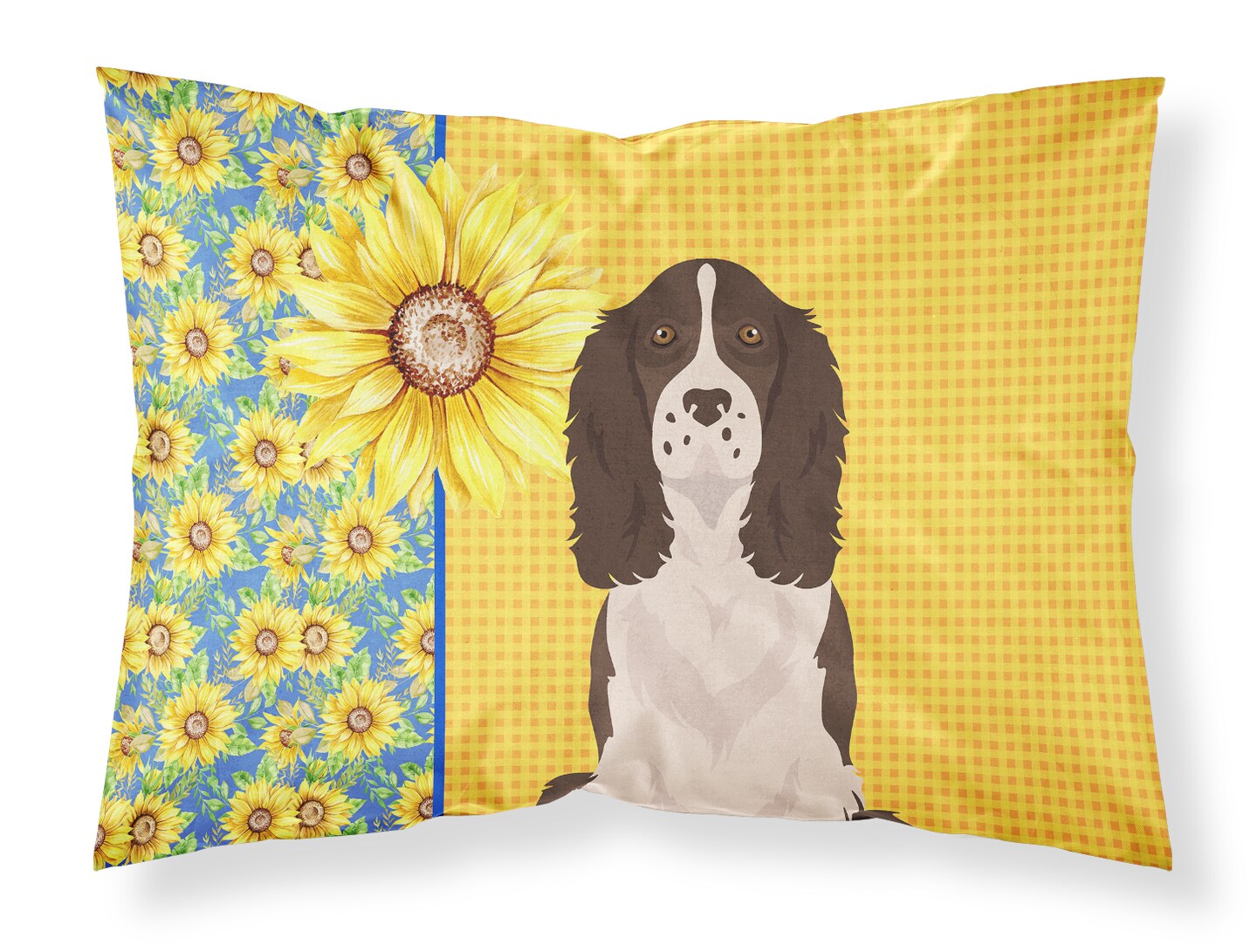 Caroline&#x27;s Treasures Summer Sunflowers Liver English Springer Spaniel Fabric Standard Pillowcase