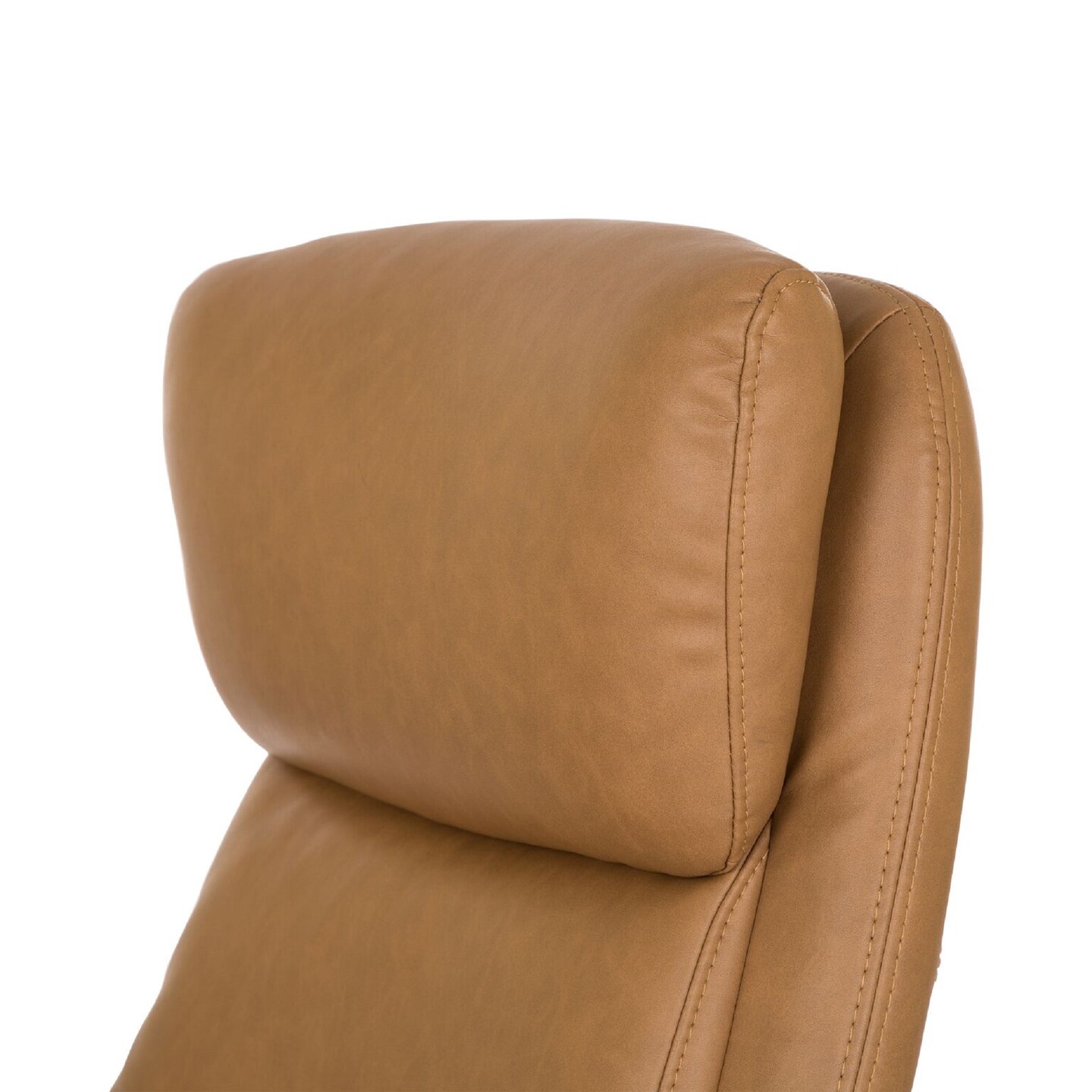 Glitzhome 47.64&#x22; Camel Brown Mid-Century Modern Leatherette Gaslift Adjustable Swivel Office Chair