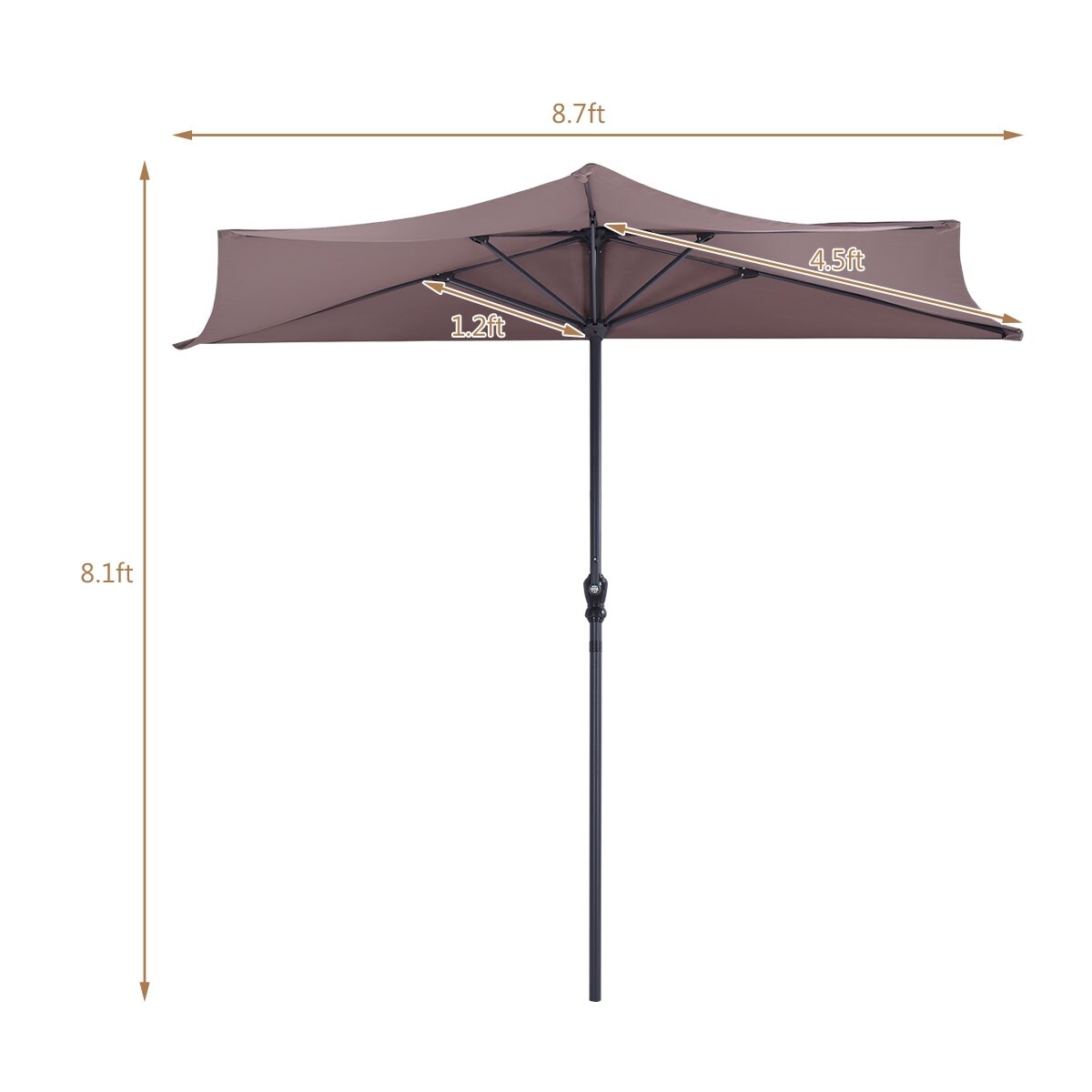 9Ft Patio Bistro Half Round Umbrella