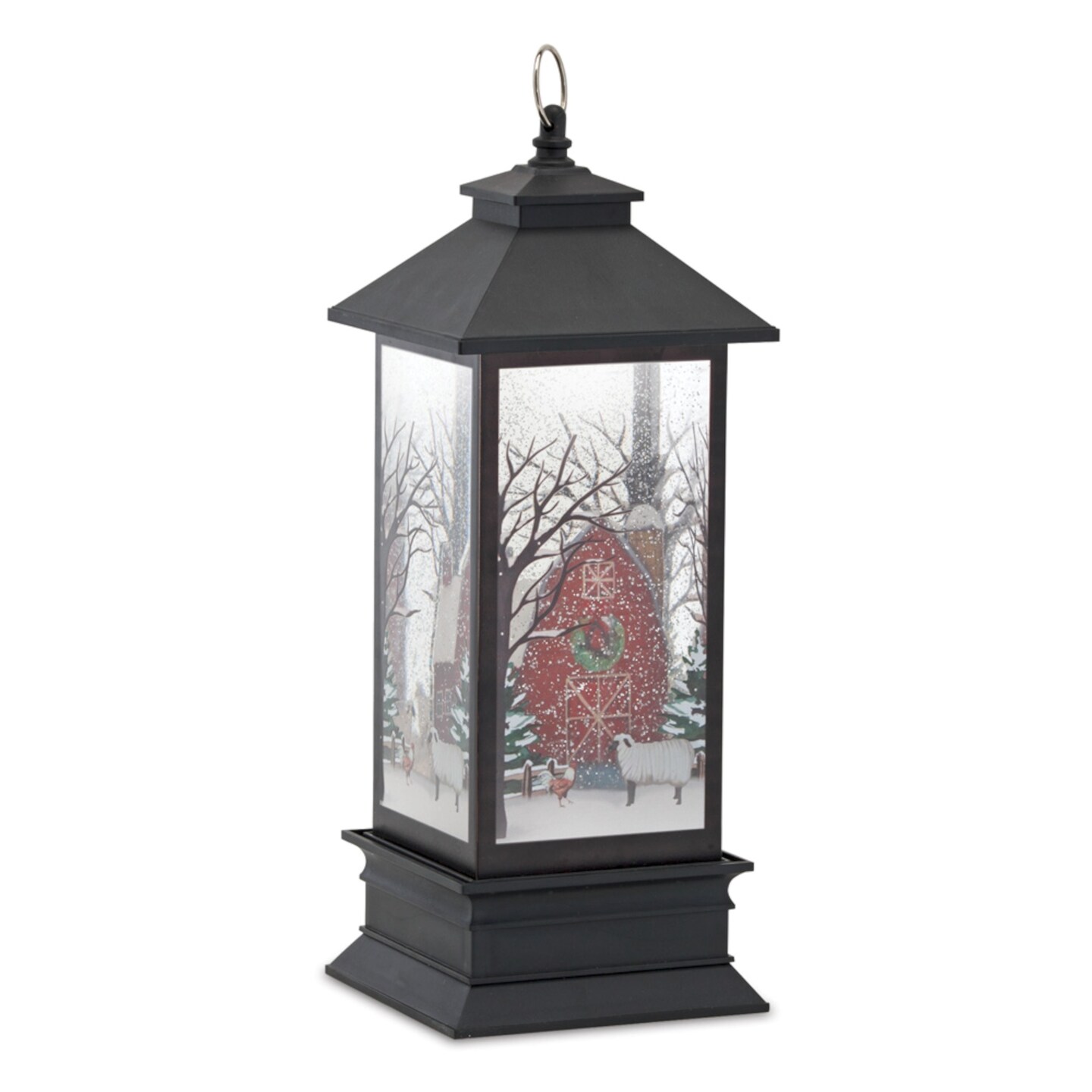 Melrose 11.5&#x22; Barn Scene Christmas Snow Globe Lantern