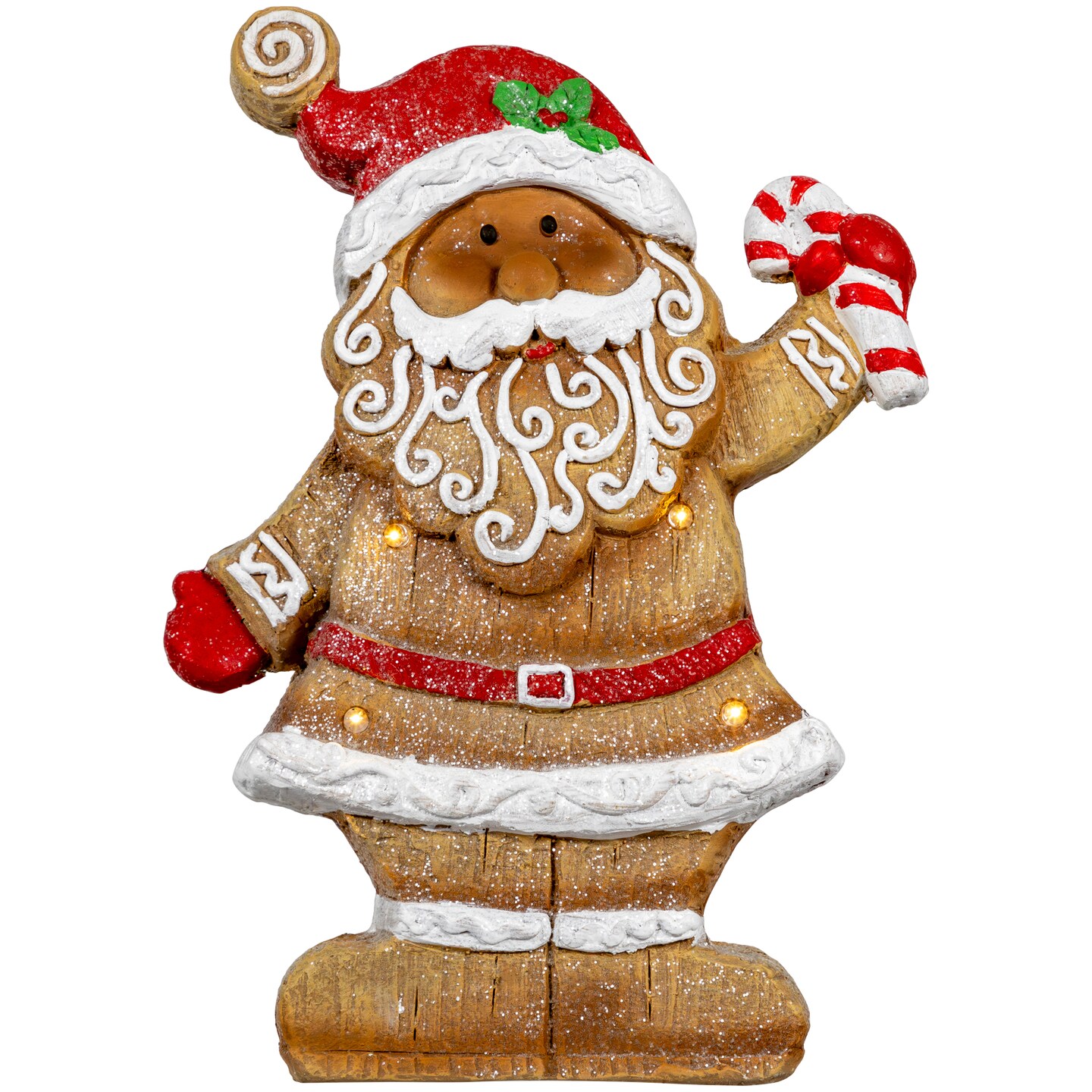 Northlight LED Lighted Gingerbread Santa with Candy Cane Christmas Figure - 15&#x22;